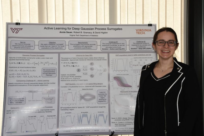 Annie Sauer stands in front of her project poster.